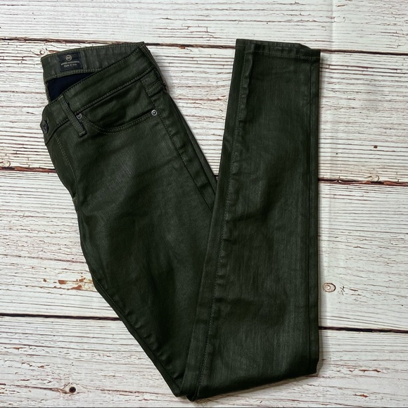 AG Jeans The Absolute Legging Extreme Skinny Jeans In Waxed Olive Green Sz 25 26 - Picture 3 of 11